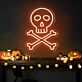 Totenkopf mit gekreuzten Knochen LED-Neonschild für Halloween Party