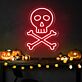 Totenkopf mit gekreuzten Knochen LED-Neonschild für Halloween Party