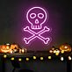 Totenkopf mit gekreuzten Knochen LED-Neonschild für Halloween Party