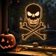 Light Up Your Halloween Festivities & Spooky Decor with Skull Bones Neon Sign for Home, Office, and Haunted Houses.