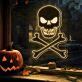 Totenkopf mit gekreuzten Knochen LED-Neonschild für Halloween Party