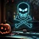 Totenkopf mit gekreuzten Knochen LED-Neonschild für Halloween Party