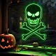 Light Up Your Halloween Festivities & Spooky Decor with Skull Bones Neon Sign for Home, Office, and Haunted Houses.