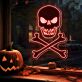 Light Up Your Halloween Festivities & Spooky Decor with Skull Bones Neon Sign for Home, Office, and Haunted Houses.