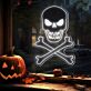 Totenkopf mit gekreuzten Knochen LED-Neonschild für Halloween Party