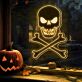 Totenkopf mit gekreuzten Knochen LED-Neonschild für Halloween Party