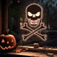Totenkopf mit gekreuzten Knochen LED-Neonschild für Halloween Party