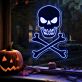 Totenkopf mit gekreuzten Knochen LED-Neonschild für Halloween Party