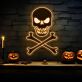 Light Up Your Halloween Festivities & Spooky Decor with Skull Bones Neon Sign for Home, Office, and Haunted Houses.