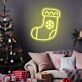 Weihnachtsstrumpf mit Schneeflocke LED-Neonschild Wohnzimmer Weihnachten