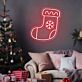 Weihnachtsstrumpf mit Schneeflocke LED-Neonschild Wohnzimmer Weihnachten