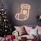 Weihnachtsstrumpf mit Schneeflocke LED-Neonschild Wohnzimmer Weihnachten