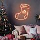 Weihnachtsstrumpf mit Schneeflocke LED-Neonschild Wohnzimmer Weihnachten