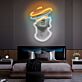 Kontur eines Kopfes mit Heiligenschein LED-Neonschild mit UV-Druck für Wohnzimmer Lounge