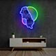 Statuenkopf mit Kreis LED-Neonschild mit UV-Druck