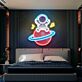 Astronaut mit Kopfhörern auf Planet mit Noten LED-Neonschild Wohnzimmer Kinderzimmer