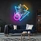 Neptun-Büste mit geometrischen Formen als LED-Neonschild