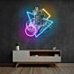 Neptun-Büste mit geometrischen Formen als LED-Neonschild