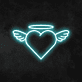 Herz mit Flügeln und Heiligenschein LED-Neonschild Wohnzimmer Schlafzimmer