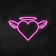 Herz mit Flügeln und Heiligenschein LED-Neonschild Wohnzimmer Schlafzimmer