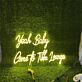 Brighten Up Your Bar, Restaurant or Home Entertainment Space with the "Yeah Baby Come To Tikka Lounge" Yellow Custom LED Neon Sign.