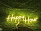 Brighten Your Bar, Office, or Home Space: Celebrate Every Moment with the Happy Plus Hour Yellow LED Neon Sign.