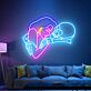 Frau umarmt Totenkopf LED-Neonschild für Wohnzimmer oder Bar