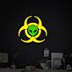 Alienkopf im Biohazard-Symbol LED-Neonschild für Gaming und Bar