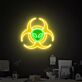 Alienkopf im Biohazard-Symbol LED-Neonschild für Gaming und Bar