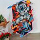 Astronaut reitet auf feuerspeiendem Cyborg-Tiger LED-Neonschild mit UV-Druck Gaming Wohnzimmer