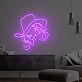 Cowgirl mit Hut und Sternbrille LED-Neonschild Wohnzimmer Bar