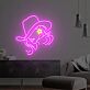 Cowgirl mit Hut und Sternbrille LED-Neonschild Wohnzimmer Bar