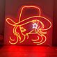 Cowgirl mit Hut und Sternbrille LED-Neonschild Wohnzimmer Bar