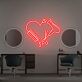 Herz mit Kamm Schere und Föhn LED-Neonschild für Friseursalon