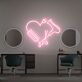 Herz mit Kamm Schere und Föhn LED-Neonschild für Friseursalon