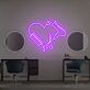 Herz mit Kamm Schere und Föhn LED-Neonschild für Friseursalon