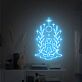 Meditierende Frau mit Symbolen und Lorbeerzweigen LED-Neonschild Wohnzimmer Yoga Studio