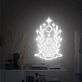 Meditierende Frau mit Symbolen und Lorbeerzweigen LED-Neonschild Wohnzimmer Yoga Studio