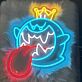 Krone tragender Cartoon Geist mit herausgestreckter Zunge LED-Neonschild Gaming Zimmer