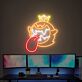 Krone tragender Cartoon Geist mit herausgestreckter Zunge LED-Neonschild Gaming Zimmer