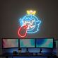 Krone tragender Cartoon Geist mit herausgestreckter Zunge LED-Neonschild Gaming Zimmer
