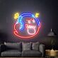 Geist mit Kopfhörern und Musiknoten LED-Neonschild für Wohnzimmer oder Gamingzimmer