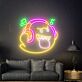 Geist mit Kopfhörern und Musiknoten LED-Neonschild für Wohnzimmer oder Gamingzimmer