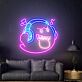 Geist mit Kopfhörern und Musiknoten LED-Neonschild für Wohnzimmer oder Gamingzimmer