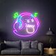 Geist mit Kopfhörern und Musiknoten LED-Neonschild für Wohnzimmer oder Gamingzimmer