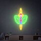 Schmetterling mit Dolch LED-Neonschild Tattoo Studio Wohnzimmer