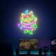 Comic-Katze mit Abenteurer-Ausrüstung LED-Neonschild für Gaming Zimmer und Wohnzimmer