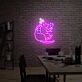 Katze mit Wein und Flasche LED-Neonschild Bar Wohnzimmer
