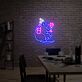 Katze mit Wein und Flasche LED-Neonschild Bar Wohnzimmer