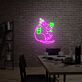 Katze mit Wein und Flasche LED-Neonschild Bar Wohnzimmer